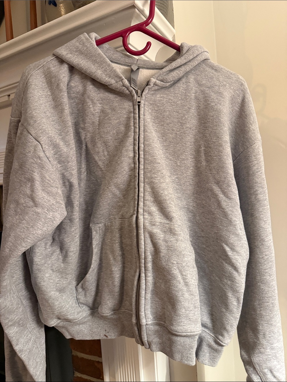 SKIMS Heather Gray Zip-Up Hoodie